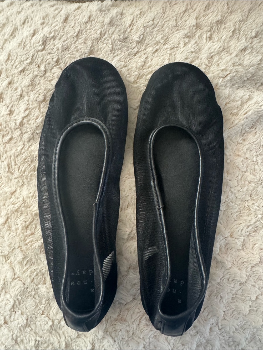 A New Day Black Mesh Women's Ballet Flats
